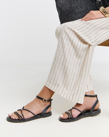 Toni Strappy Hardware Detail Flat Sandals - Extra Wide Fit (EEE)