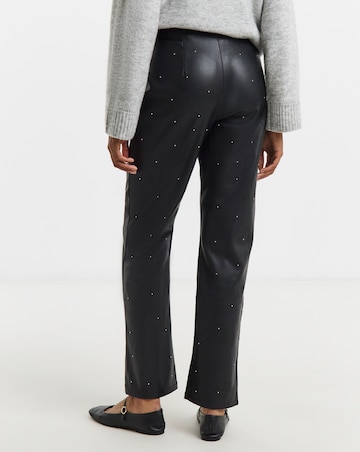 Embellished PU Straight Leg Trousers