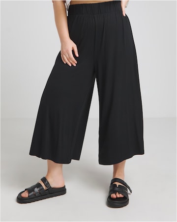 Black Jersey Wide Leg Culottes
