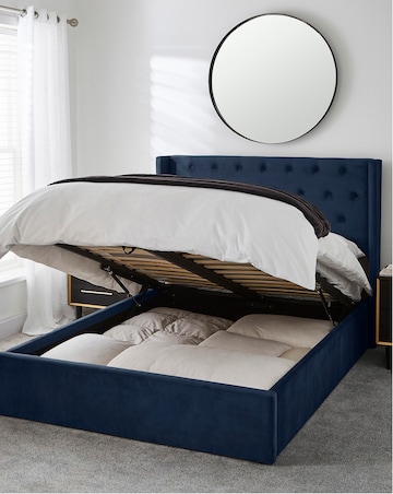 Allegra Winged Velvet Ottoman Bedframe