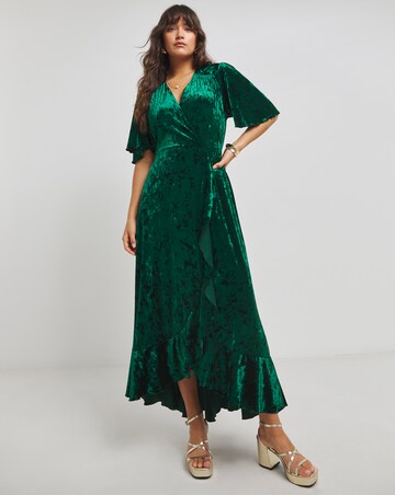 Flounce London Velvet Wrap Dress