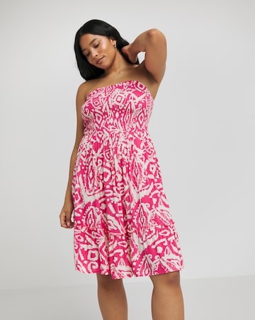 Shirred Bandeau Mini Beach Dress