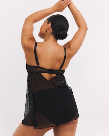 Pretty Secrets Ella Lace Babydoll Black Sparkle