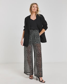 Mono Spot Wide Leg Chiffon Trousers