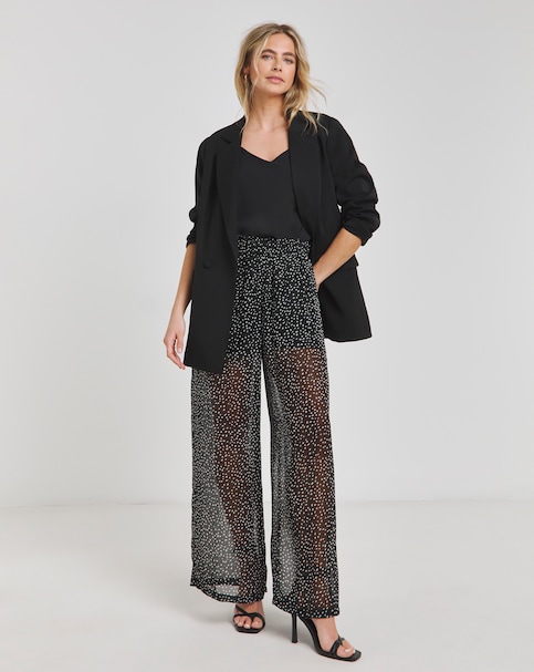 Mono Spot Wide Leg Chiffon Trousers