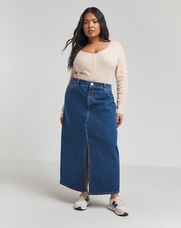 Simply Be Sand Button Front Neppy Rib Body