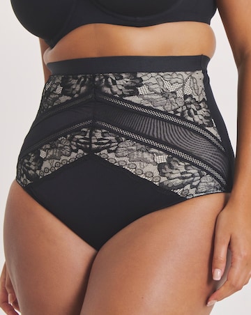 MAGISCULPT Firm Tummy Control Lace And Mesh Waist Nipper Brief - Black