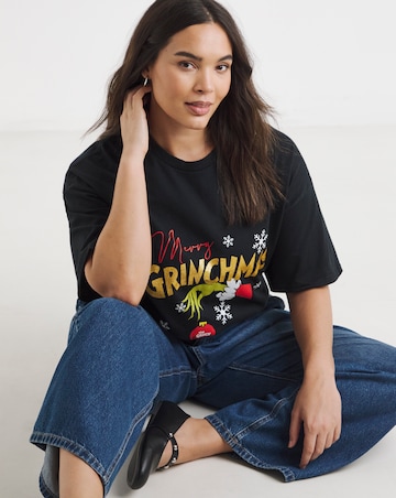 Black Merry Grinchmas Glitter License T-Shirt