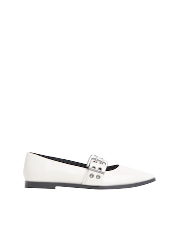 Oslo Hardware Mary Jane Pointed Toe Flat Shoes - Extra Wide Fit (EEE)