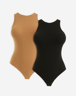 MAGISCULPT Light Control (2 Pack) Smoothing Racer Bodysuits Black/Coffee