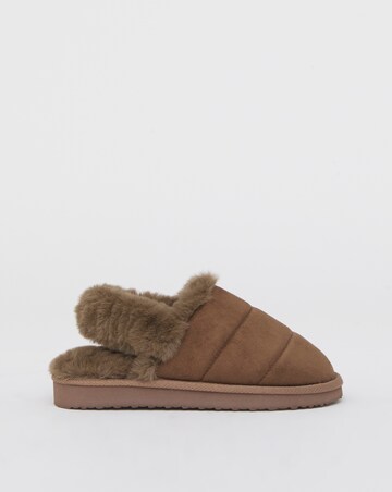 Halle Fluffy Slingback Slippers - Wide Fit (E)