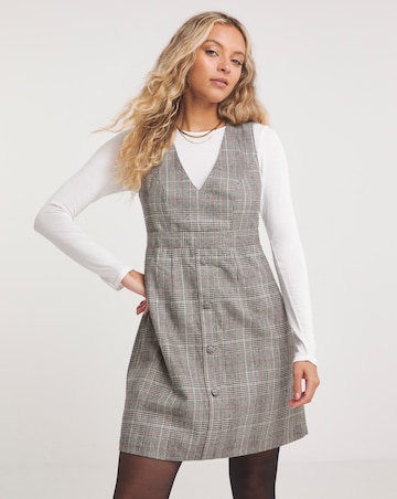 Check Skater Pinafore Dress