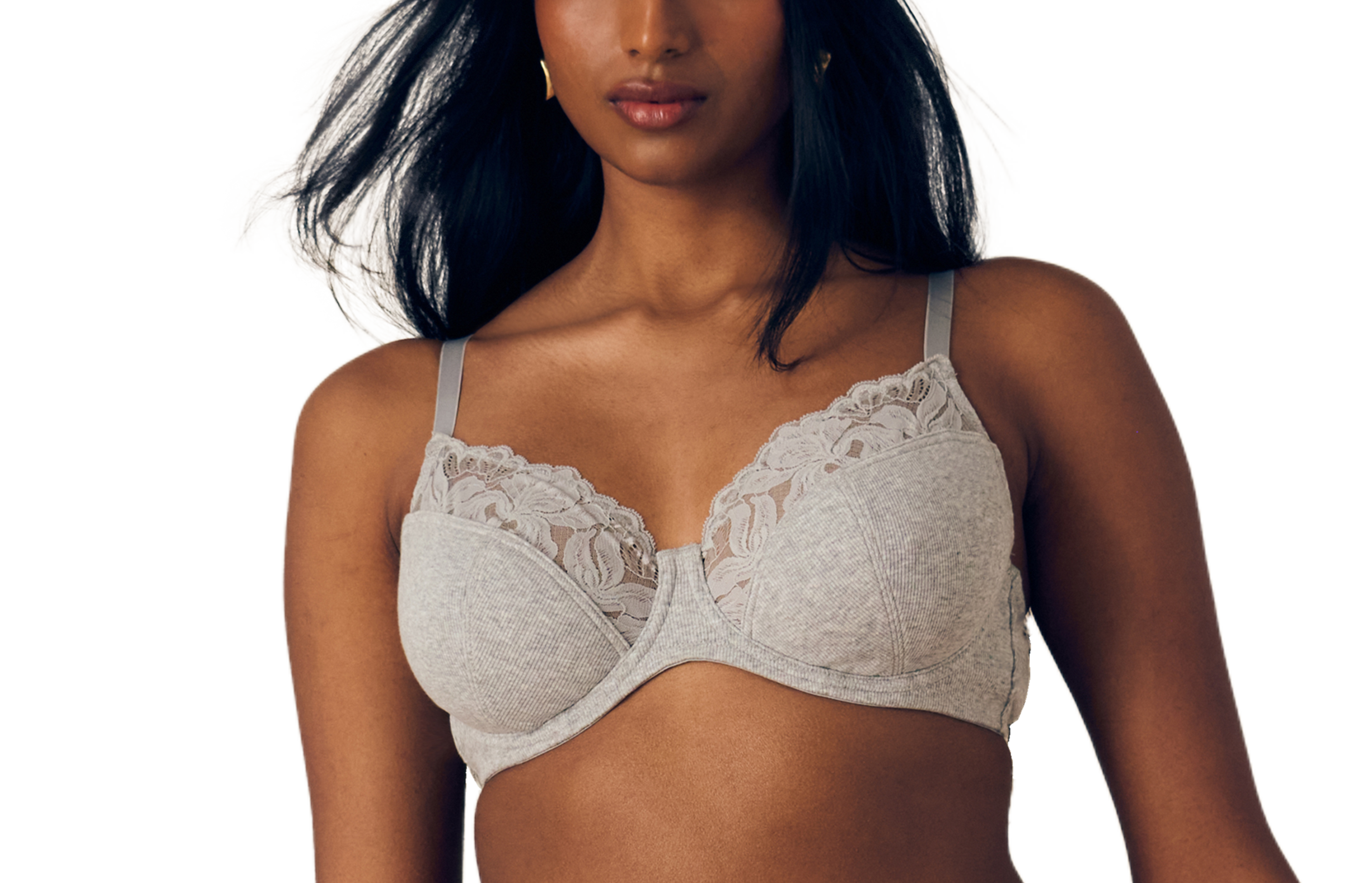 Grey lace detail bra