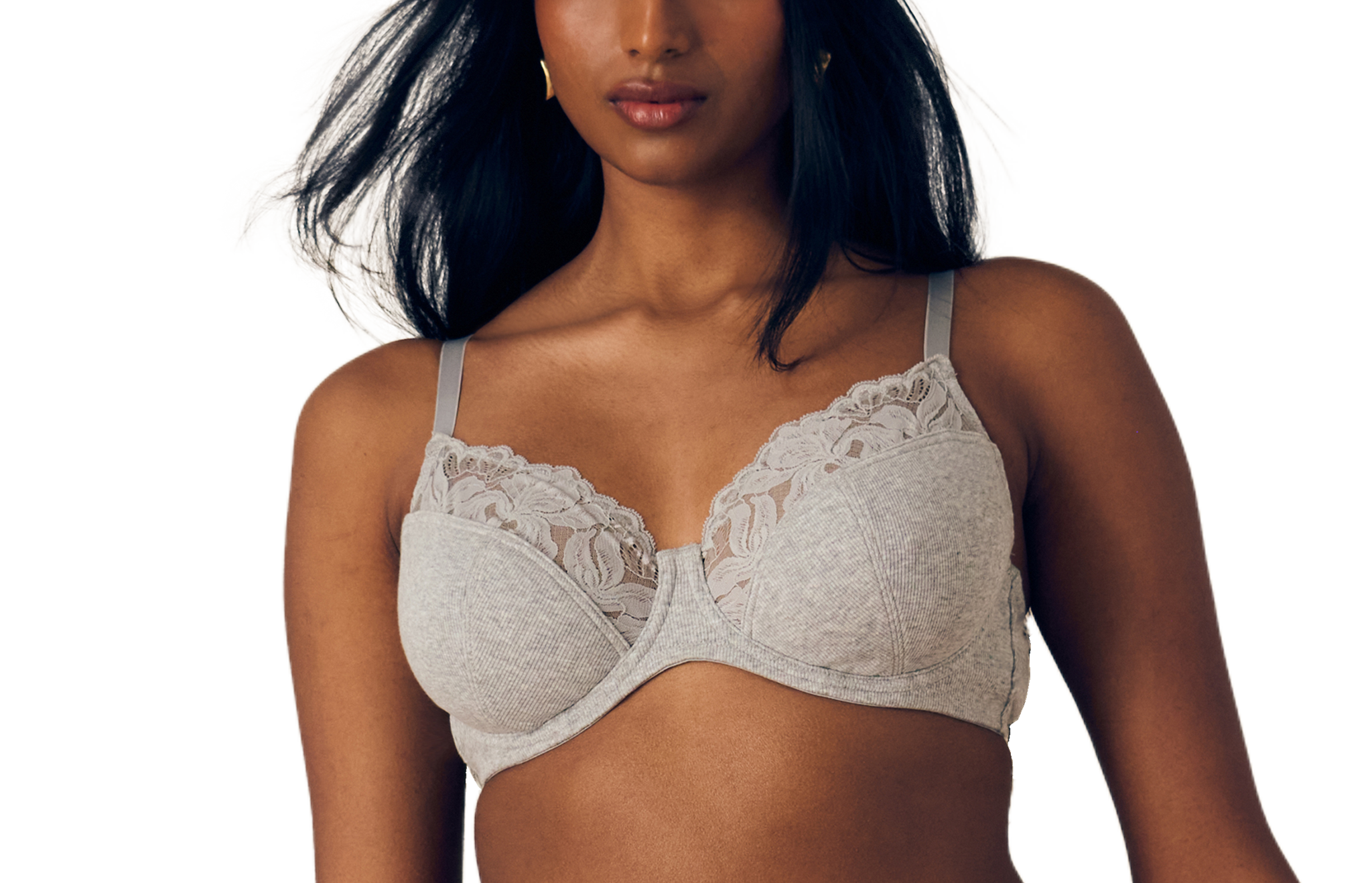 Grey lace detail bra