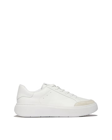 Fitflop Leather Blend Lace Up Trainers Urban White - Standard Fit (D)
