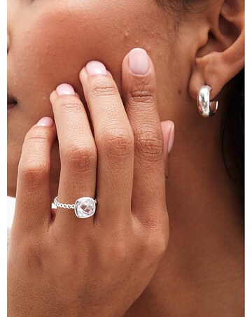 Simply Silver Beaded Cubic Zirconia Ring