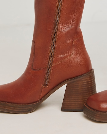 Gingerly Leather Platform Knee High Boots - Wide Fit (E) & Standard Calf