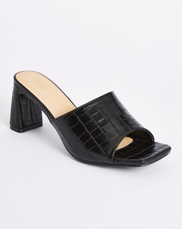 Arlene Croc Square Toe Mules Wide Fit