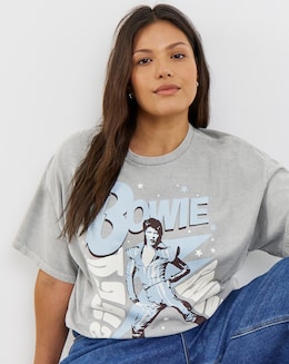 Washed Grey David Bowie License T-Shirt