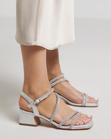 Gayle Low Block Heel Diamante Strap Detail Sandal Extra Wide EEE Fit