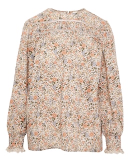Anise Charlotte Floral Print Ladder Trim Blouse