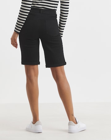 Simply Be Washed Black Denim Roll Hem Knee Short