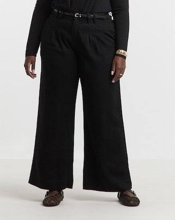 Simply Be Black Lyocell Pleat Detail Wide Leg Jeans