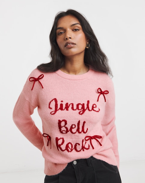 Pink Jingle Bell Rock Christmas Jumper
