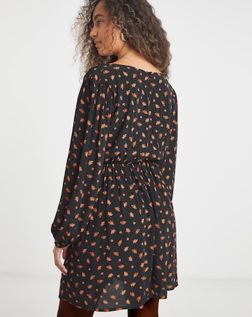 Ditsy Print Waist Detail Skater Dress