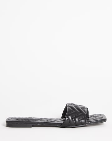 Marrissa Zigzag Quilted Flat Mule Toe Post Sandals Wide Fit