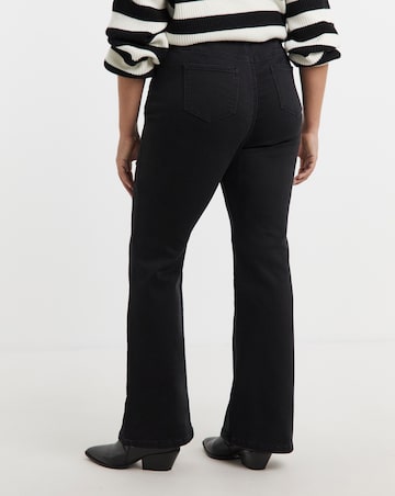Black Fleece Lined Cosy Warm Feel Stretch Flare Leg Jeans
