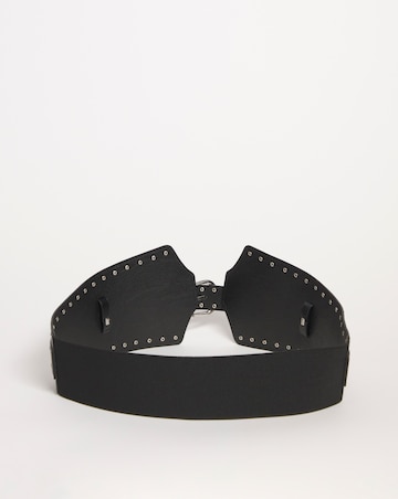 Black Studded Wrap Detail Waist Belt