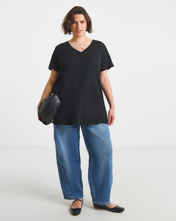 Black, White & Grey 3 Pack Pure Cotton Longline V Neck T-Shirts