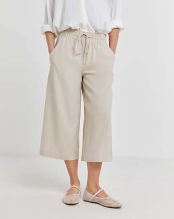 Stone Easy Care Linen Mix Wide Leg Culotte