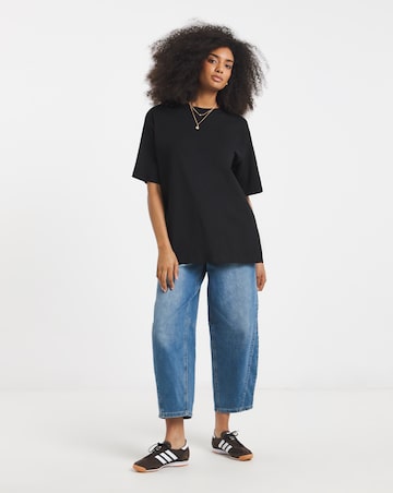 Black Oversized Slouchy Pure Cotton Crew Neck T-Shirt