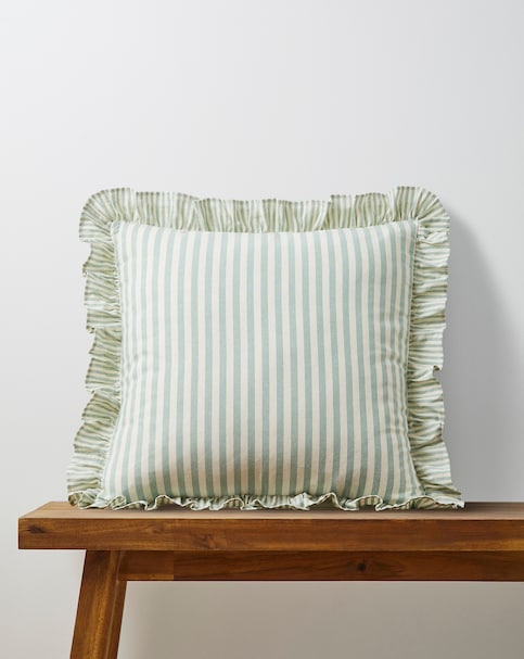 Raleigh Striped Ruffled Cushion