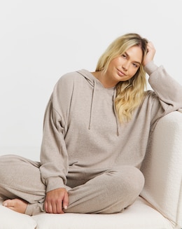 Figleaves Rib Knit Lounge Set Beige