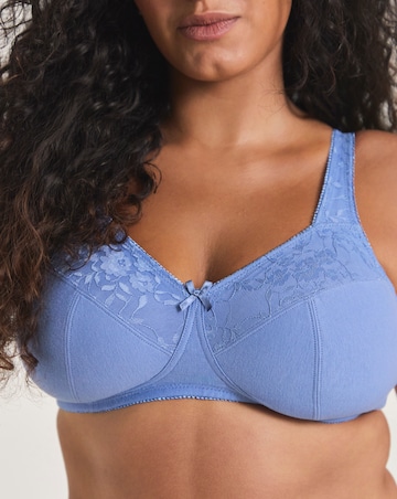 Pretty Secrets (2 Pack) New Sarah Cotton Full Cup Non Wired Bras (B-G) Blue/Crm