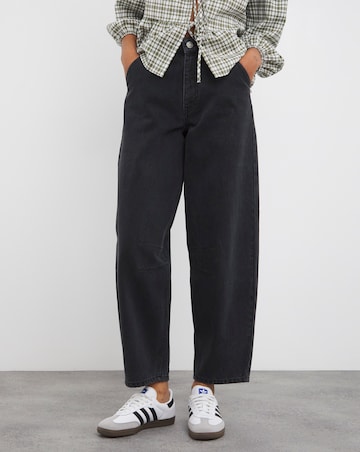 Washed Black Barrel Leg Jeans