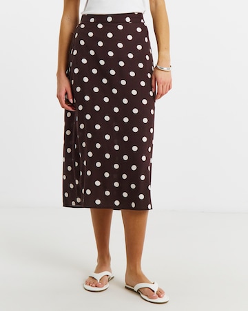 Simply Be Chocolate Spot Fluted Midaxi Skirt