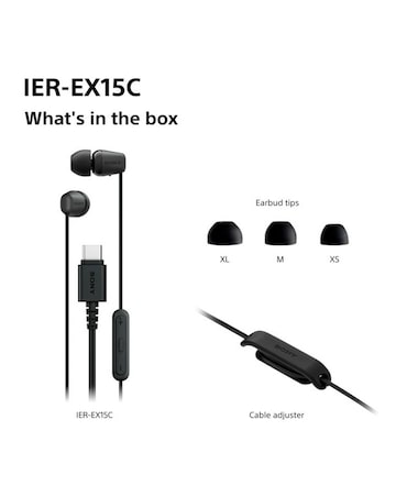 SONY IER-EX15C USB-C Wired Earphones - Black