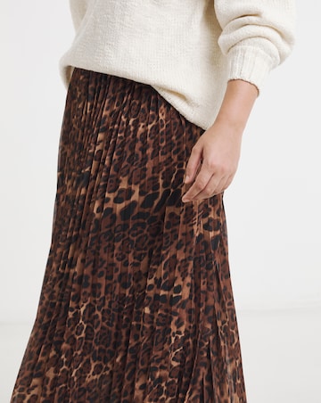 Simply Be Leopard Print Chiffon Pleated Midaxi Skirt