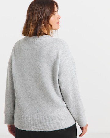Simply Be Grey Marl Paris Slogan Knitted Jumper