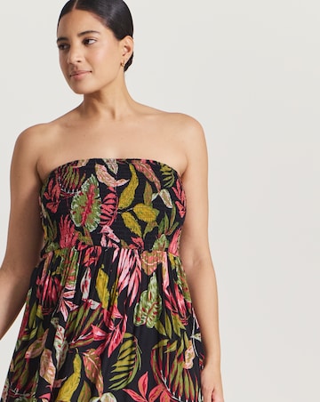 Beach To Beach Shirred Bandeau Beach Dress