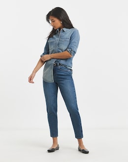 Simply Be 99 1 Mid Blue Comfort Stretch Loose Mom Jeans