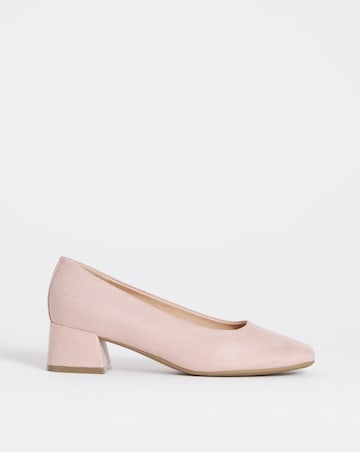 Heavenly Soles Catherine Low Block Heel Court Shoes - Wide Fit (E)