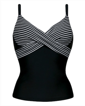 Figleaves Tailor Underwired Twist Front Stripe Tummy Tankini Top