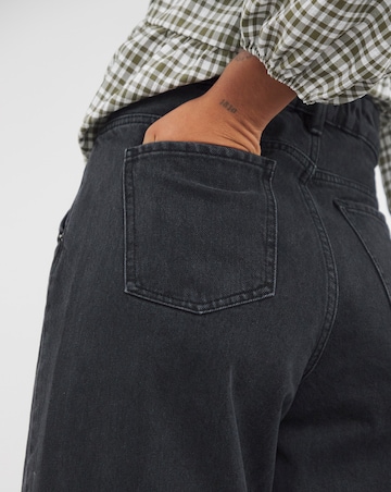 Washed Black Barrel Leg Jeans
