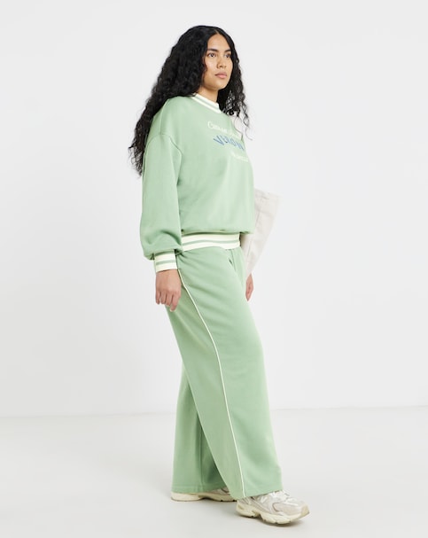 Simply Be Sage Green Sport Trim Wide Leg Jogger