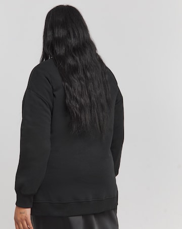 Basic Black Side Split Longline Sweatshirt Tunic